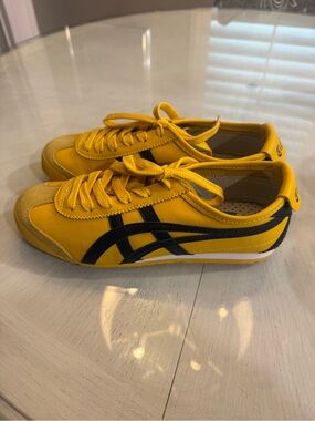 Onitsuka Tiger by Asics Yellow Sneakers with Black Stripes